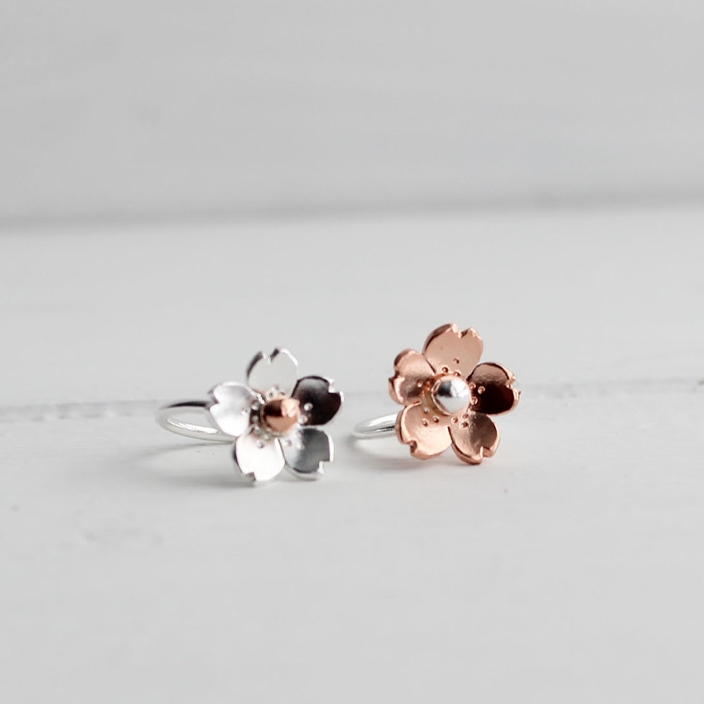 Cherry Blossom Helix Cartilage Hoop Earring.